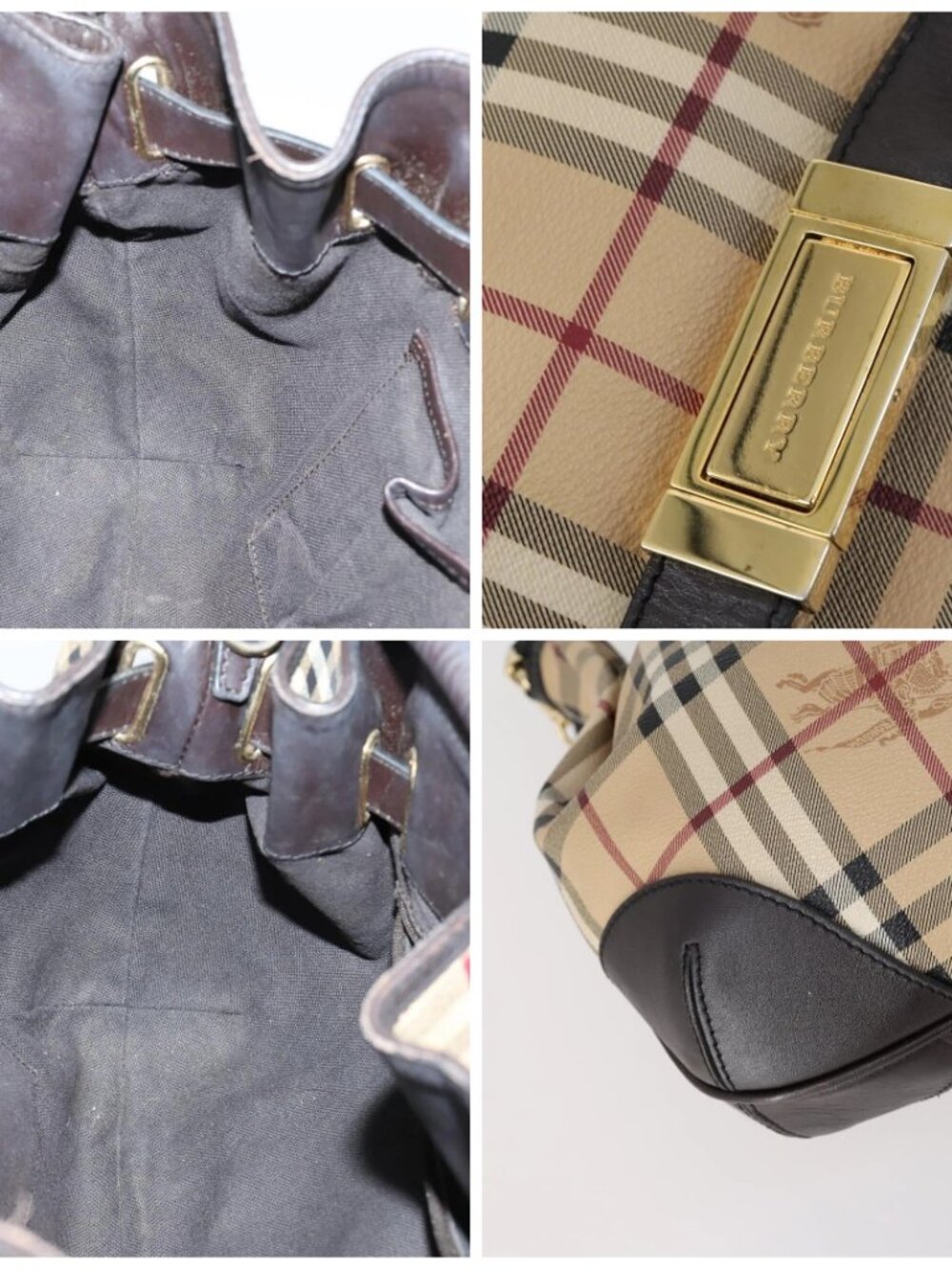 BURBERRY Nova Check Shoulder Bag PVC 2way Beige Gold - Picture 13 of 16